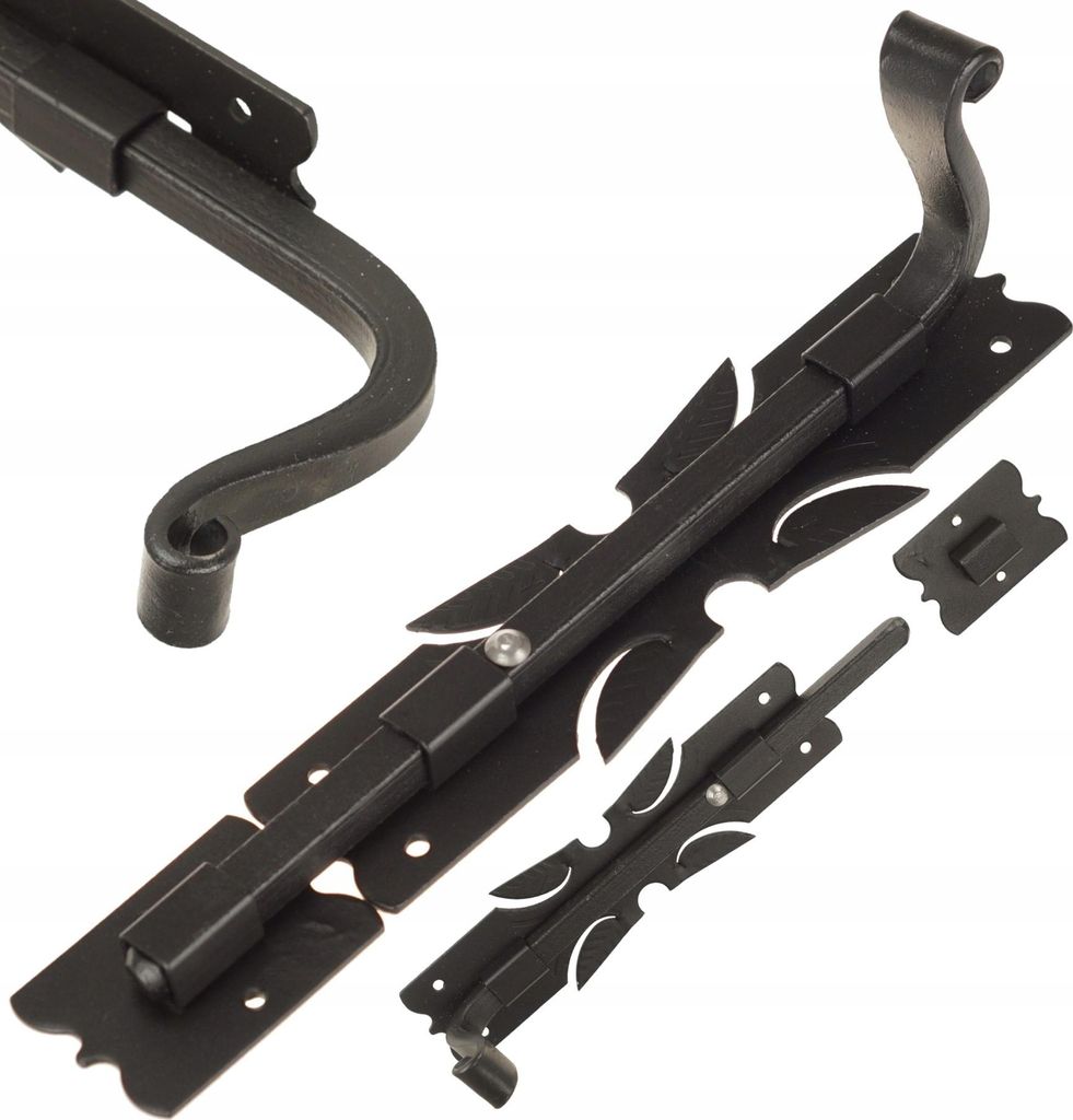 Grendelriegel Türschloss FEINZ groß - 300x50 mm - Schwarz - Robuste Konstruktion - Hochwertige Schmiedearbeit