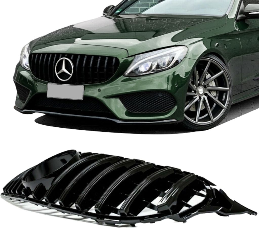 Kühlergrill Grill Schwarz Glanz passend für Mercedes C Produktbild 4
