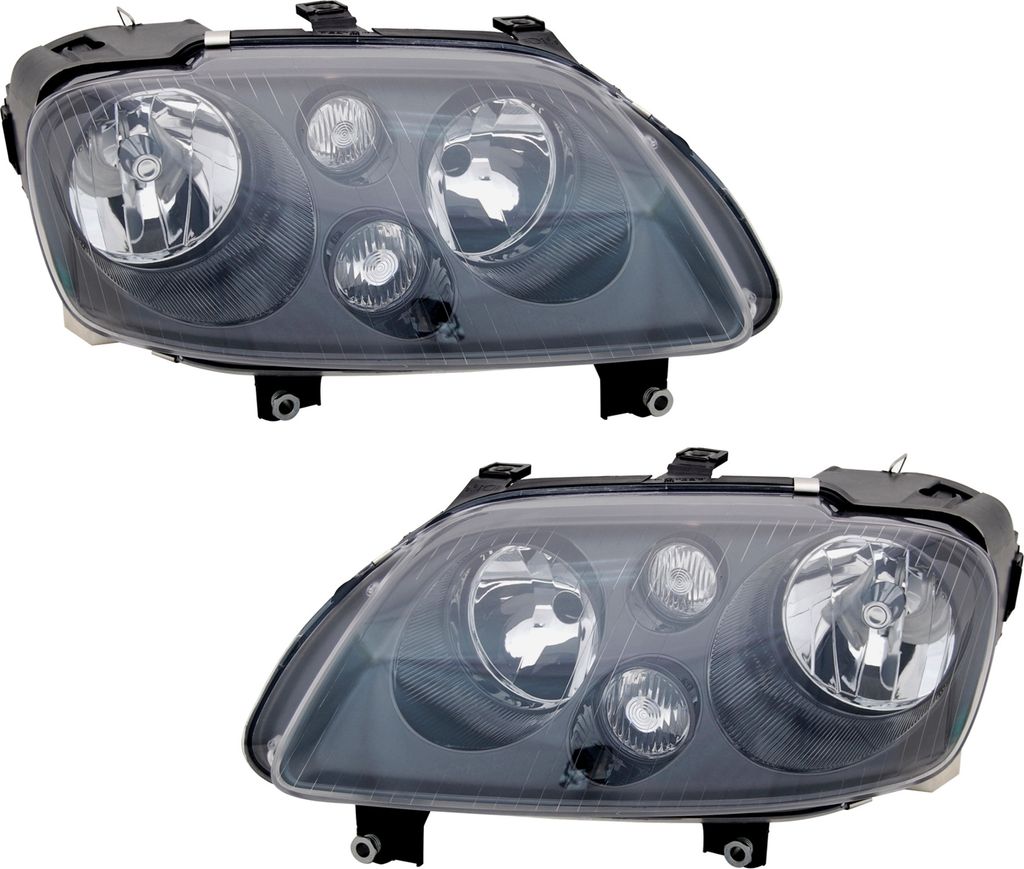 TYC Scheinwerfer Set für VW Caddy Touran -5/2008 Schwarz Halogen H7 LWR Motor