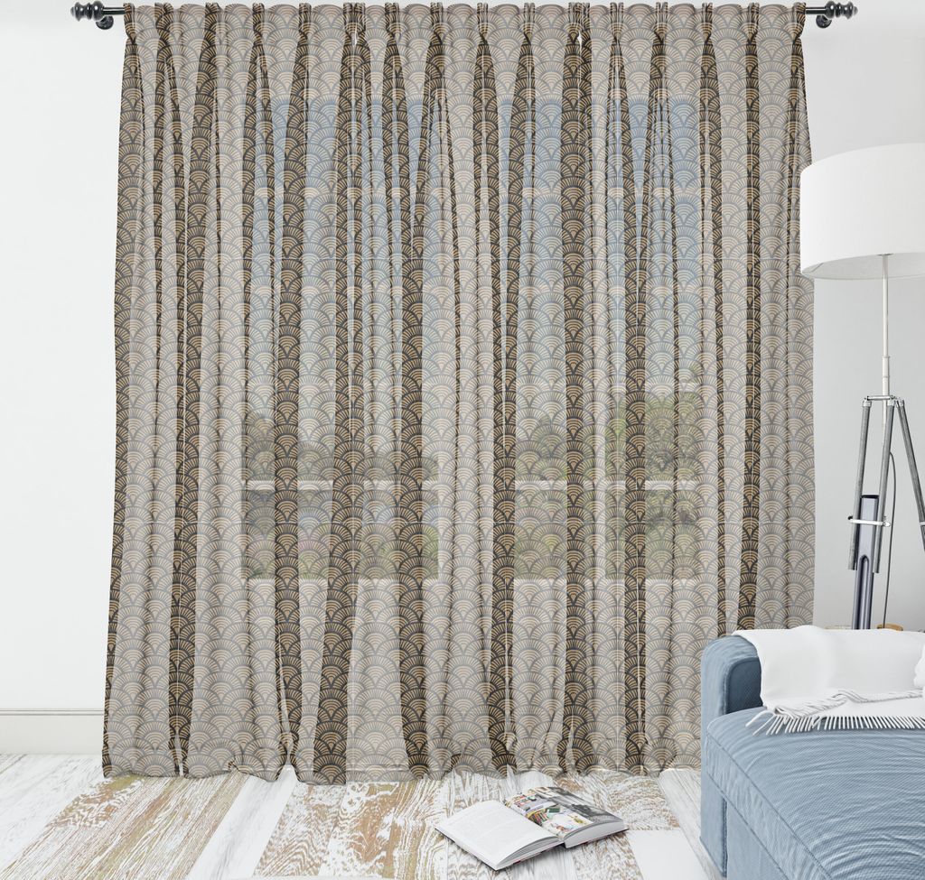 ABAKUHAUS Jakobsmuschel Wandteppich, Vintage abstrakte Hand gezeichnete Art Deco Muscheln Figuren in warmen Tönen, Wohnzimmer Schlafzimmer seidig...