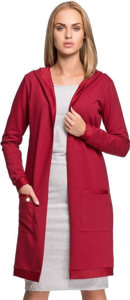 Damen Blazer Jacke Cardigan Lang; Bordo S/36