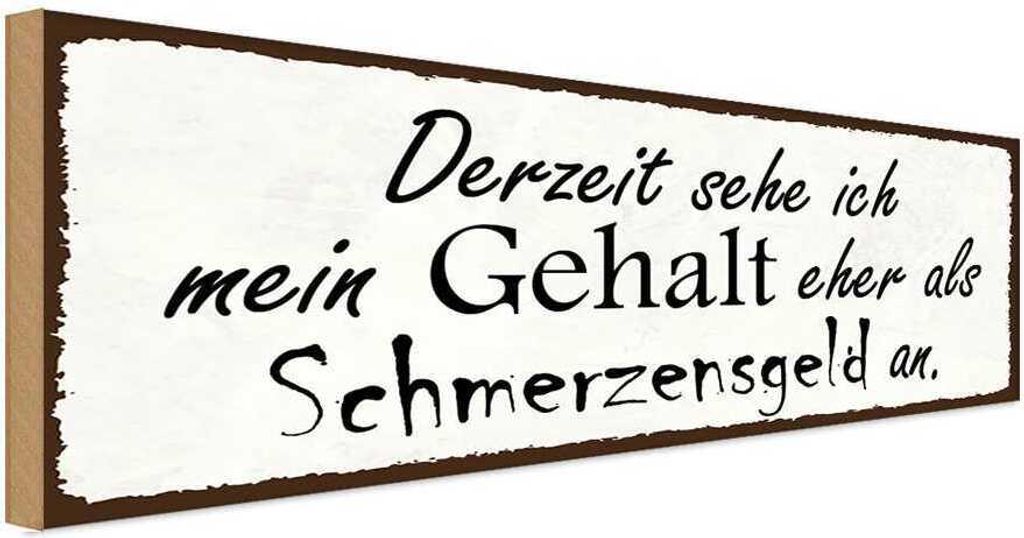 vianmo Holzschild 10x27 cm mein Gehalt eher Schmerzensgeld Spruch Zitat