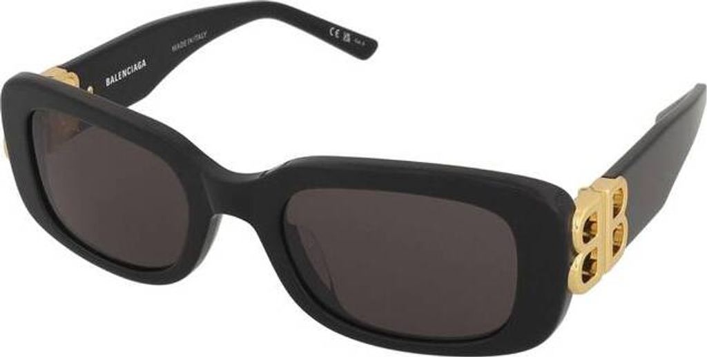 BALENCIAGA SONNENBRILLE BB0310SK (001) schwarzes Acetat und graue Gläser sowie Logo an den Bügeln