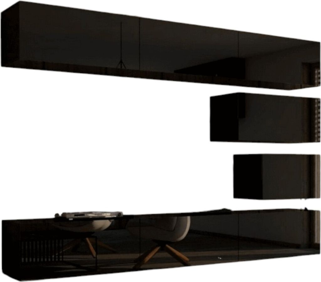 Meublorama FH-C16-16-HG-B-1*8C/106KG, 8 Tür(en), Schwarz, Mitteldichte Faserplatte (MDF), 350 mm, 2490 mm, 1910 mm