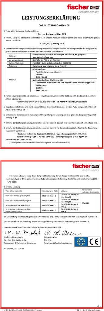 Fischer Langschaftdübel SXR 10x140 T
