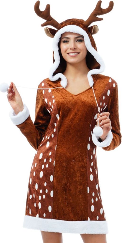 Kleid Reh mit Kapuze, Geweih und Stulpen, Groesse:M Produktbild 3