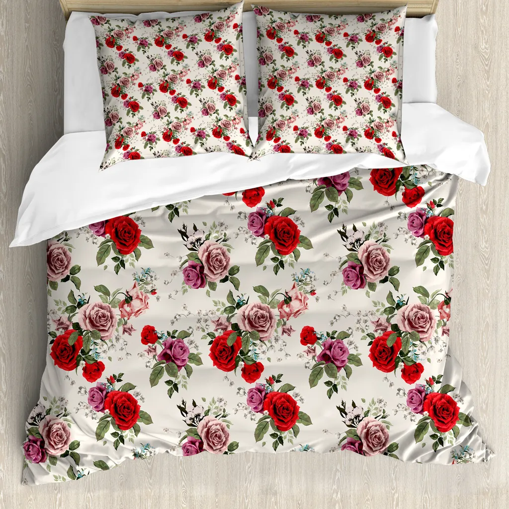 Federa Cuscino 45x45 Cm ABAKUHAUS Con Papaveri E Camomilla | Copricuscino Floreale In Microfibra | Rosso E Verde | Per Divano, Camera, Esterno - 2