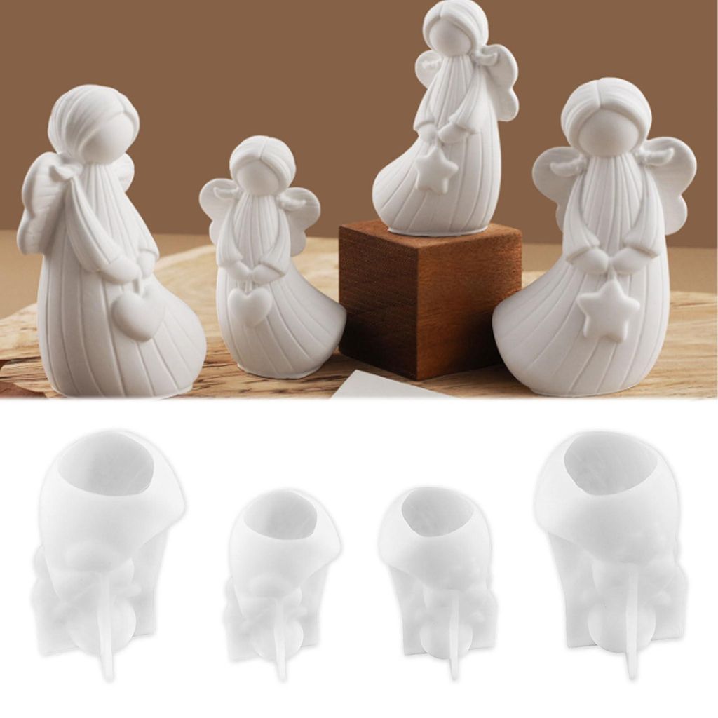4-teilige Silikonform für kleine Engel, lebendige 3D-Gussform für Geburtstage, Feiertage, Heimdekoration und DIY-Kunstprojekte.