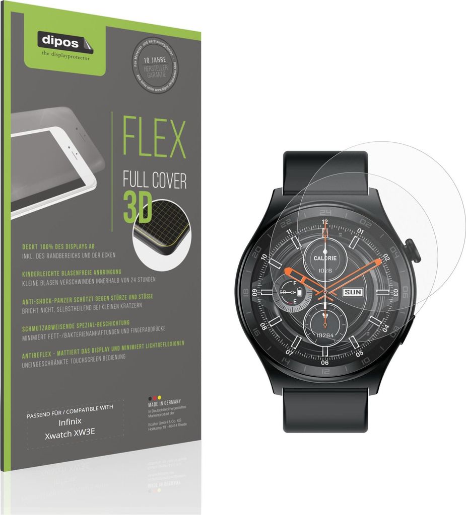 2x Full Cover Schutzfolie matt für Infinix Xwatch XW3E Panzerfolie Anti-Shock