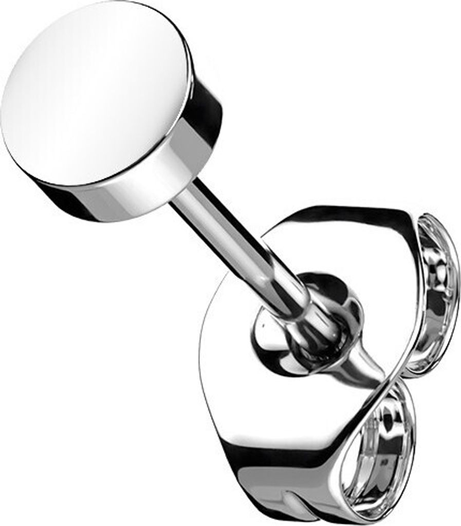 einzelner Ohrstecker rund 4mm Silber aus Titan Uni