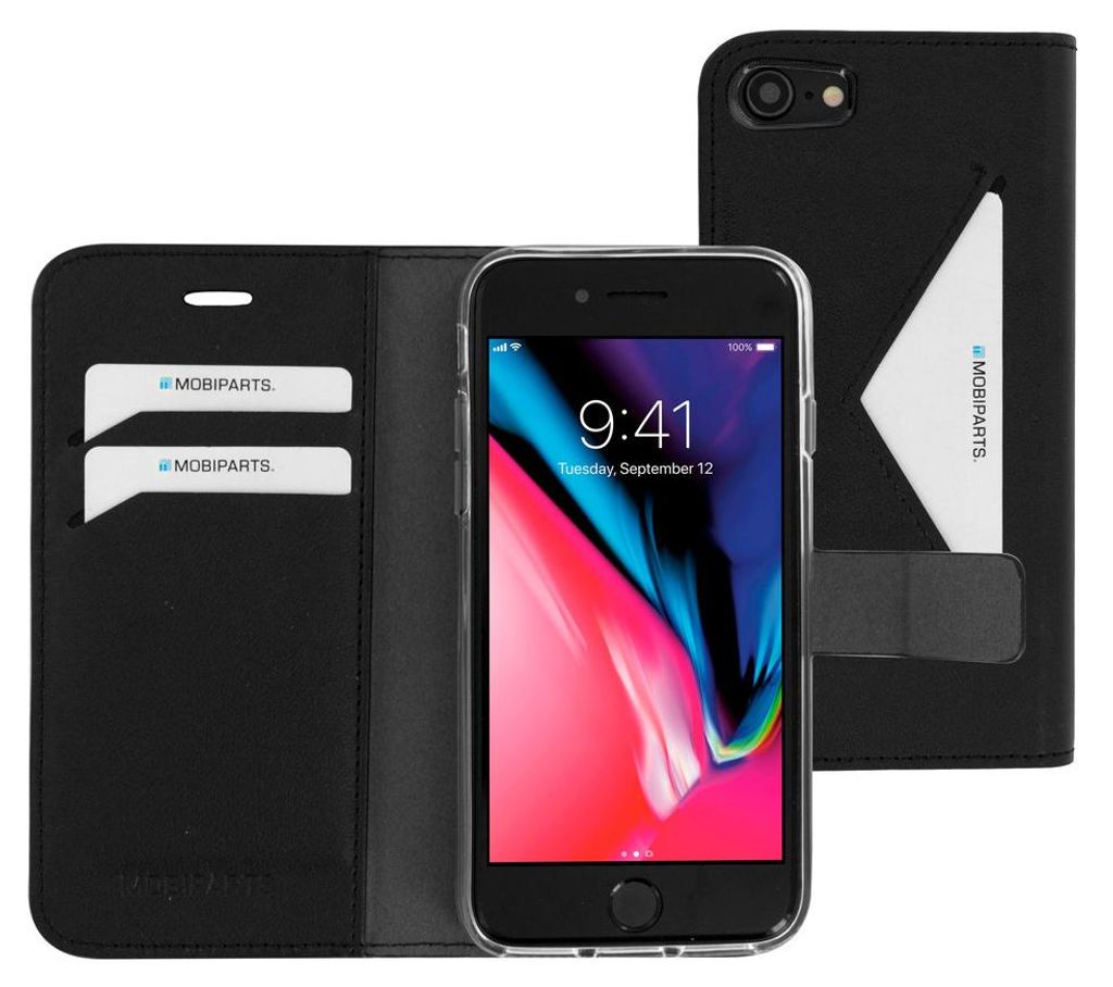 Mobiparts Classic Wallet, Geldbörsenhülle, Apple, iPhone 7, iPhone SE (2022), iPhone 8, iPhone SE (2020), 11,9 cm (4.7"), Schwarz