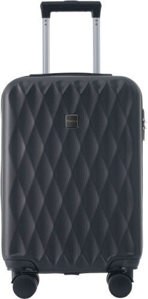 AIORBER Koffer, 24 Zoll, Teleskopische Zugstangen, Netztasche, mit 2 Bremsrollen, ABS-Material, Kreuzgurte, 43x27x66 cm, Schwarz