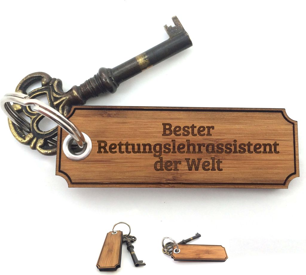 Mr. & Mrs. Panda Schlüssel Anhänger Rettungslehrassistent - Bambus - Geschenk, Gravur, schlüsselhänger, Rente, Bachelor, Taschenanhänger, Beru...