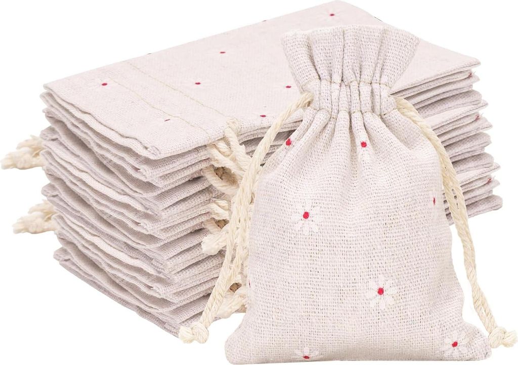 20 Stück Kleine Leinensäckchen - 9x12CM Blumendruck Produktbild 