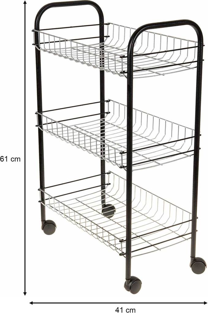 Rollender Bücherwagen Mit 3 Ablagen - Mobiler Utility Cart Für Küche & Wohnzimmer