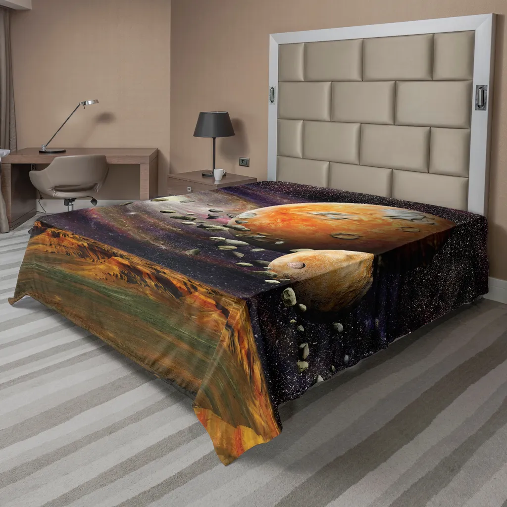 Drap de lit ABAKUHAUS Galaxis Univers et Planètes Vert Violet 275x260cm