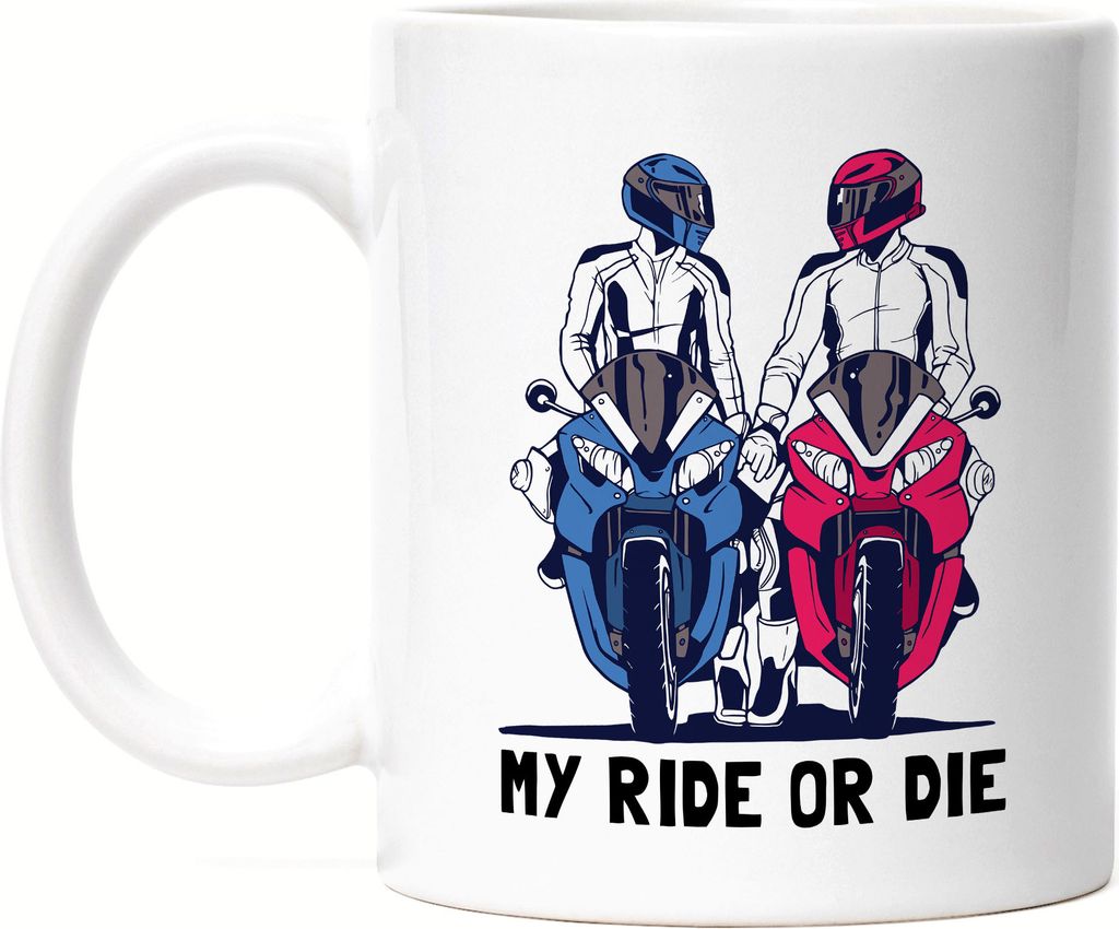 My Ride Or Die Tasse Weiß Motorrad Motiv Motorradfahrer Moped Motorradfahrerin Motorradtour Bike Pärchen Speed Straße