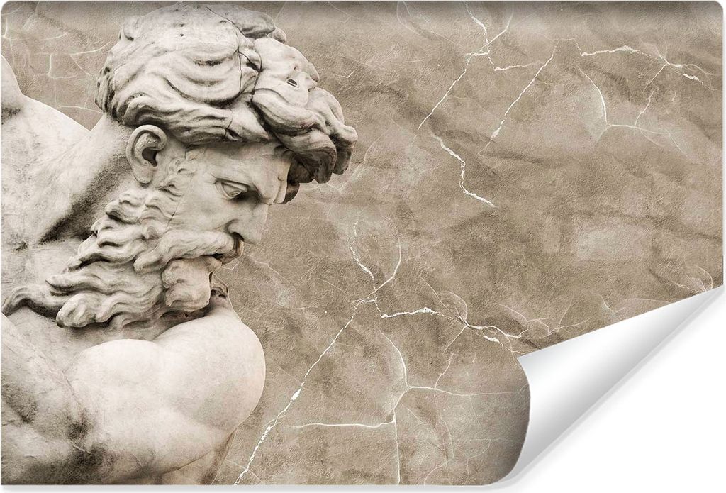Muralo Selbstklebende Fototapete Skulptur von NEPTUN Beton Wandtapete für Schlafzimmer Br. 520cm x Hö. 318cm