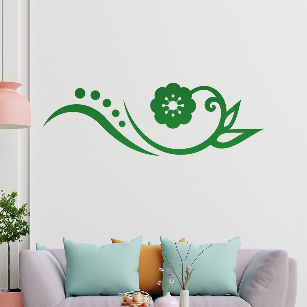 Blume - Linien Punkte Wandtattoo in 6 Größen - Wandaufkleber Wall Sticker - Dekoration, Küche, Wohnzimmer, Schlafzimmer, Badezimmer