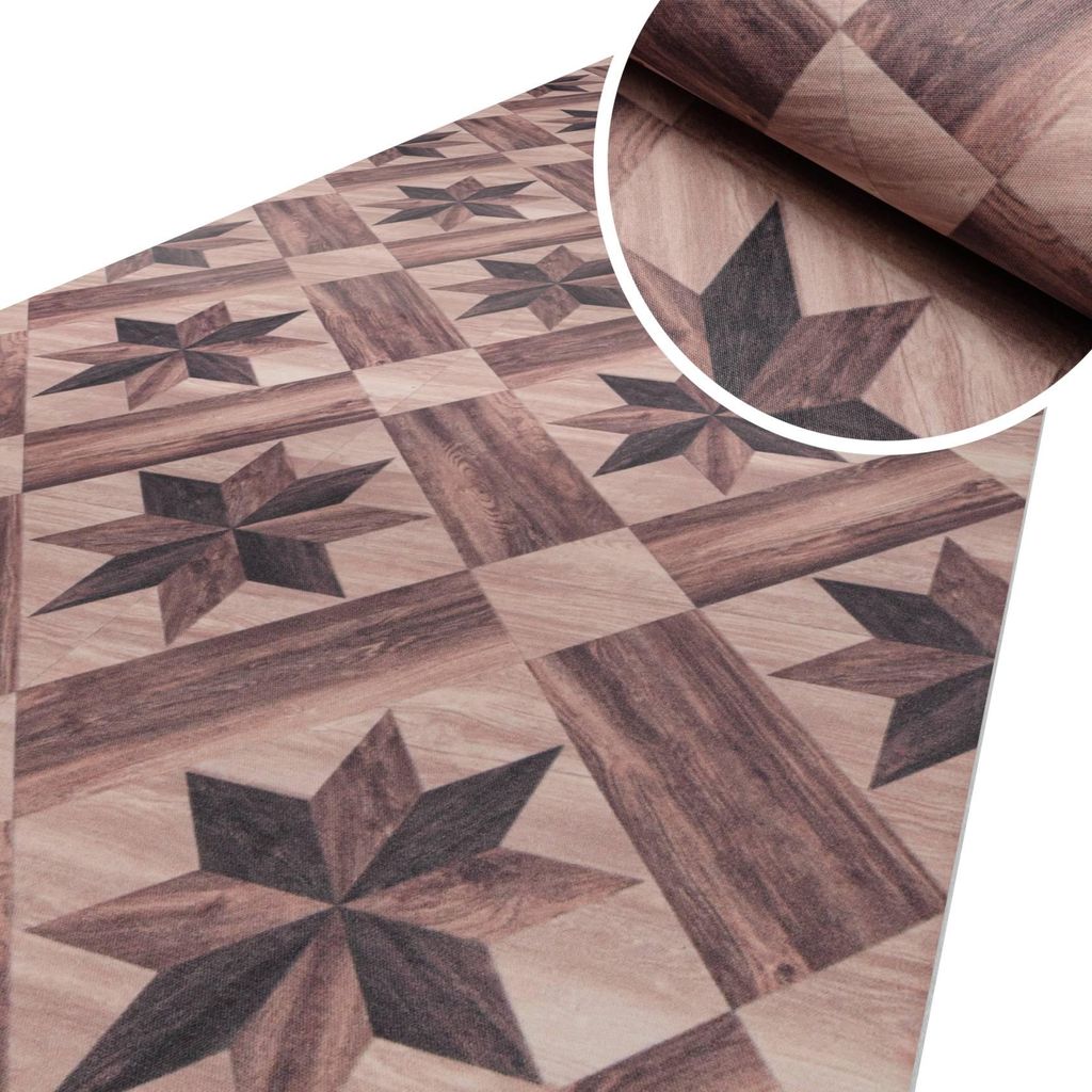 Küchenläufer Flurteppich Läufer Küche Textil TAREK Braun Damier Karo Robust Breite 52cm Länge 240cm