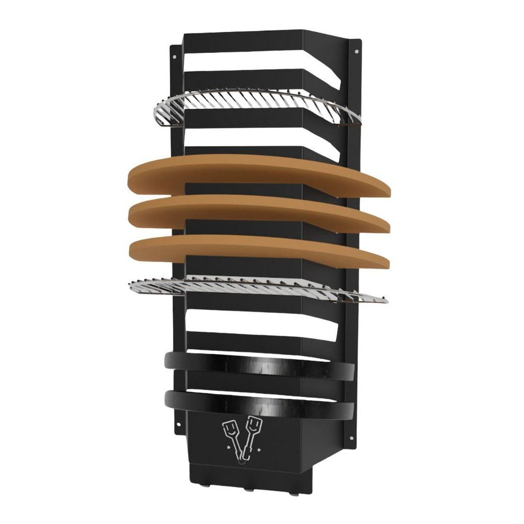 BBQBuddies Zubehörhalter BBQ – XL – Grillrost Halterung – Halter für Plate Setter – Wandhalterung für Grillzubehör – 79.5x36 cm – S...