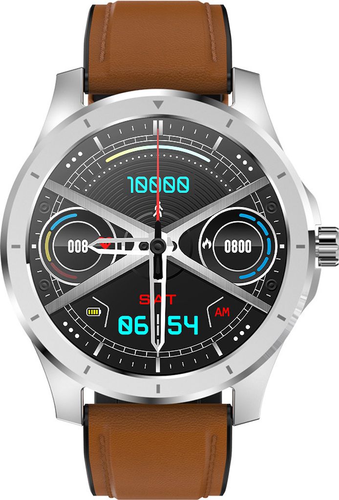 INF Intelligente Bluetooth Smartwatch aus Metall mit 1,43 Zoll Display und IP67 Wasserschutz für Alltag und Sport Braun