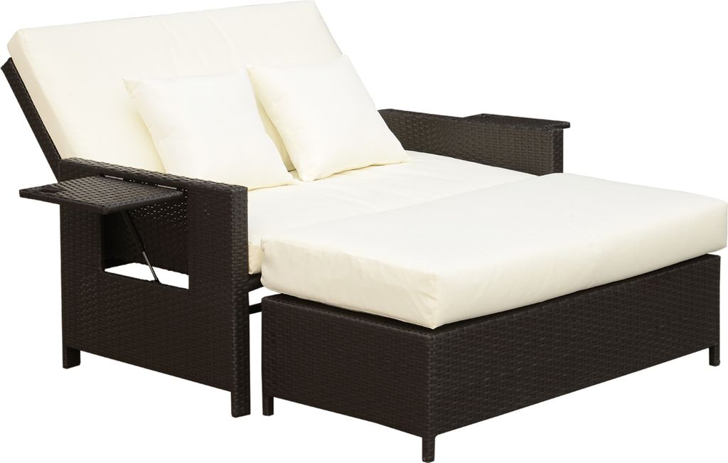 Outsunny polyratanová lounge pohovka dvoumístná zahradní Obrázek produktu 1