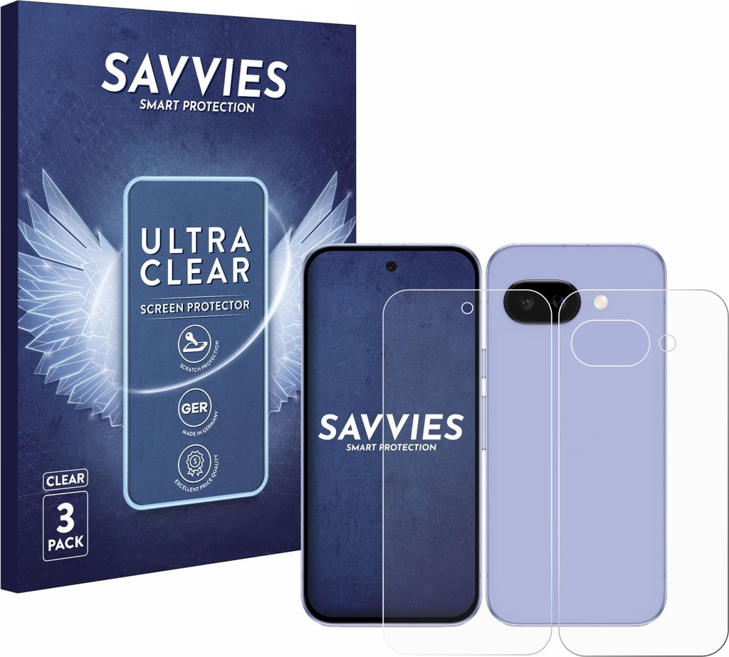 6x Für Google Pixel 9a (Display+Rückseite) Schutzfolie Savvies Displayschutz Display Schutz Folie Klar Transparent
