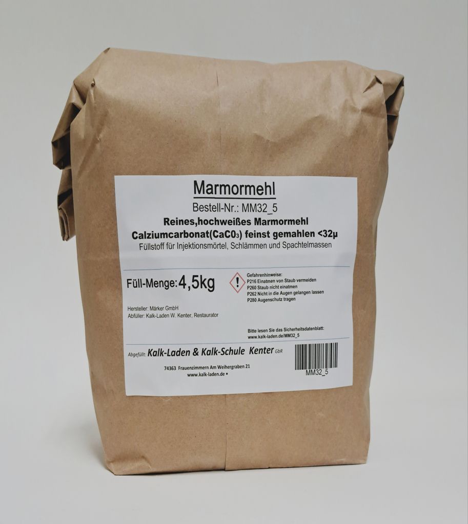 Marmormehl, kleiner 32 my, 4,5-kg-Beutel, sehr weiß Produktbild 
