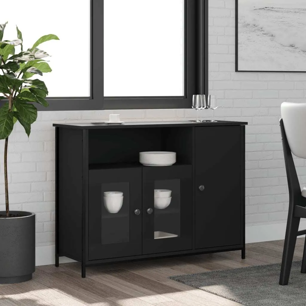 vidaXL Credenza nera 100x35x75 cm materiale a base di legno