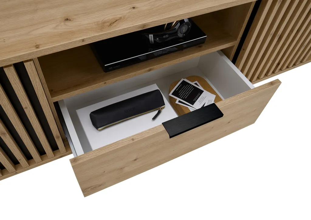 Meuble TV 150cm Chiara Décor Chêne Artisan - Finition Bois Texturée