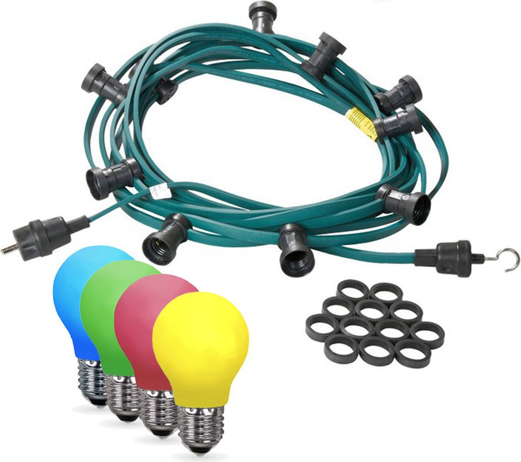 Illu-/Partylichterkette 20m - Außenlichterkette grün - Germany - 40 bunte LED Tropfenlampen
