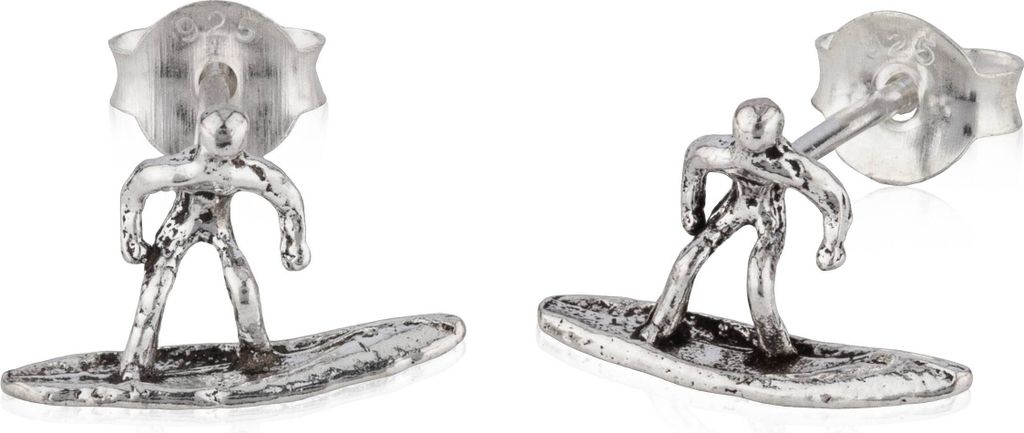 Paar Surfer Ohrstecker 925 Silber Oxidiert 12x8mm Maritim Ohrringe Damen Herren