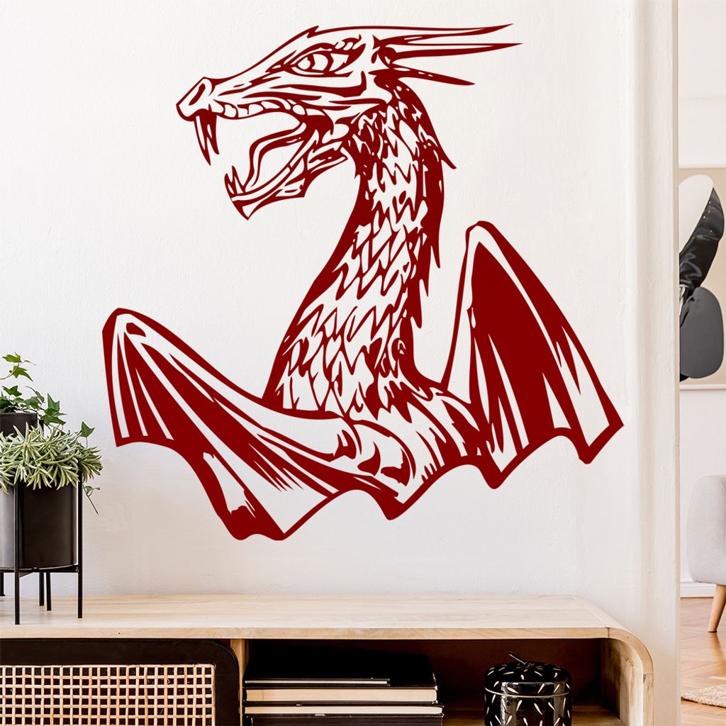 Drachen Flügel Wandtattoo in 6 Größen - Wandaufkleber Wall Sticker - Dekoration, Küche, Wohnzimmer, Schlafzimmer, Badezimmer