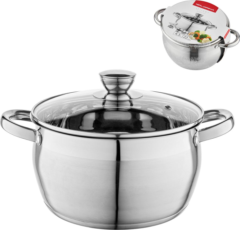 Casserole à induction en acier inoxydable avec couvercle Image du produit 