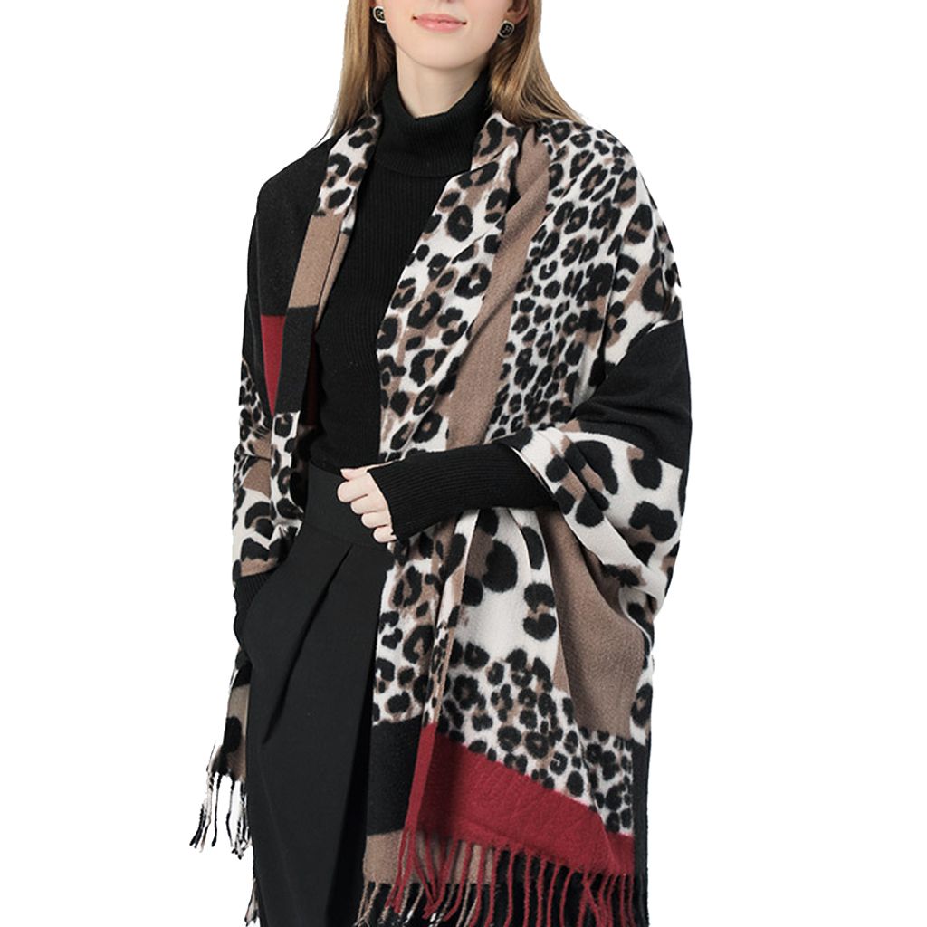 Leopardenmuster-Schal Für Damen – Weich, Fransig Und Stylisch Für Herbst & Winter