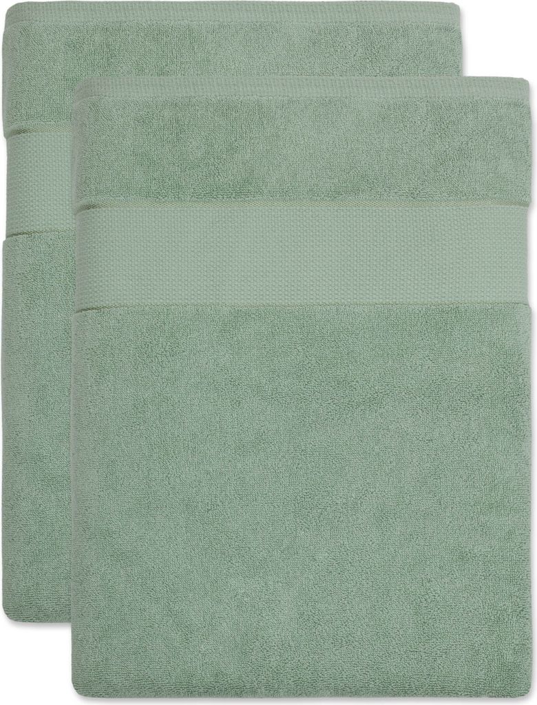 Bananalu 2 Stück Saunatuch XL - XXL 100x180cm Qualität 100% Baumwolle 600g/m2, Silt Green 14-5706, 100x180cm, 600g/m2
