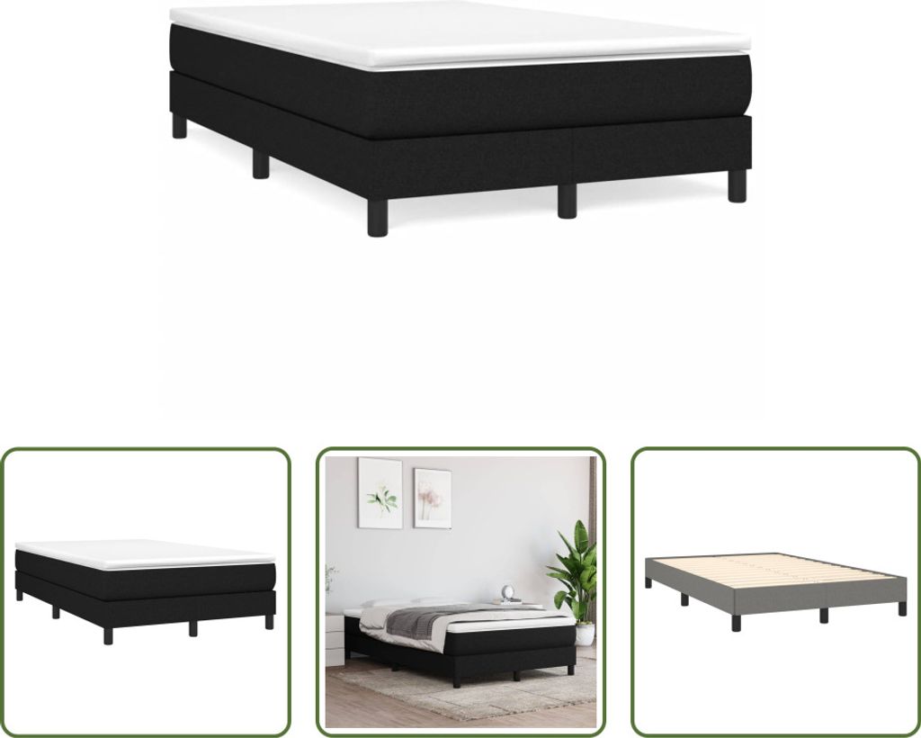 The Living Store Boxspringbett mit Matratze Schwarz 120x190 cm Stoff