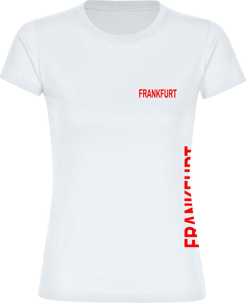 multifanshop Damen T-Shirt - Frankfurt - Brust & Seite, weiß, Größe S