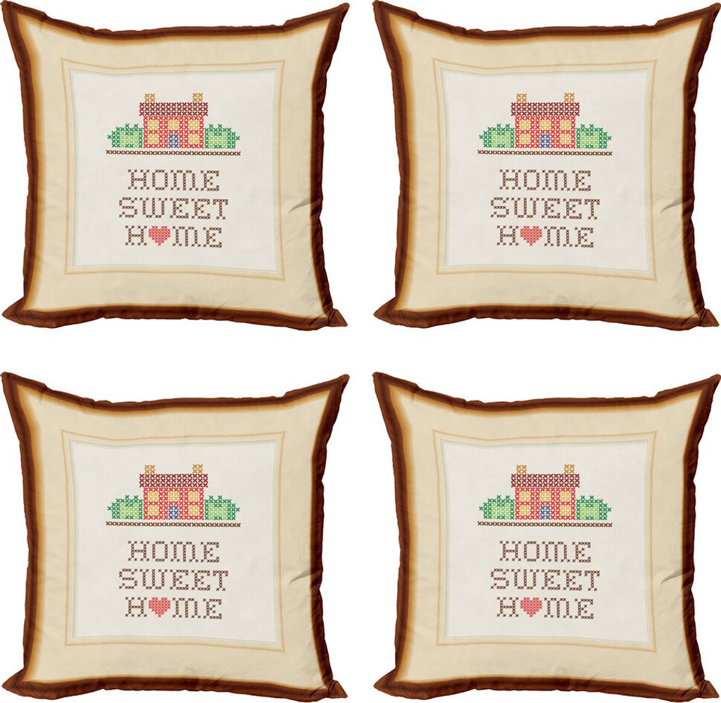 ABAKUHAUS Sprichwort Kissenbezug Set (4 Stück), Handwerk Haus, Moderner Doppelseitiger Digitaldruck, 40 cm x 40 cm, Mehrfarbig