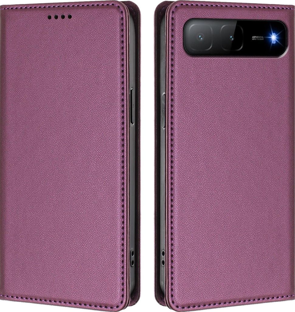 Handyhülle für Tecno Spark Go 5G 2025/Hot 60i 5G, Kunstleder Klapphülle Stoßfeste Magnetische Hülle mit Ständer Lila