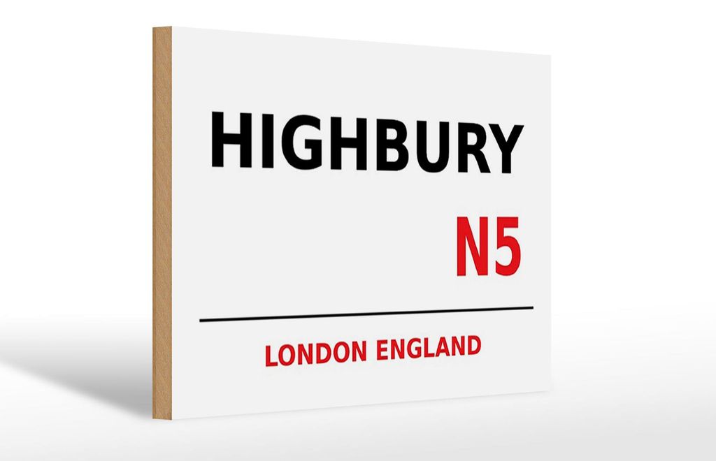 Holzschild London 30x20cm England Highbury N5