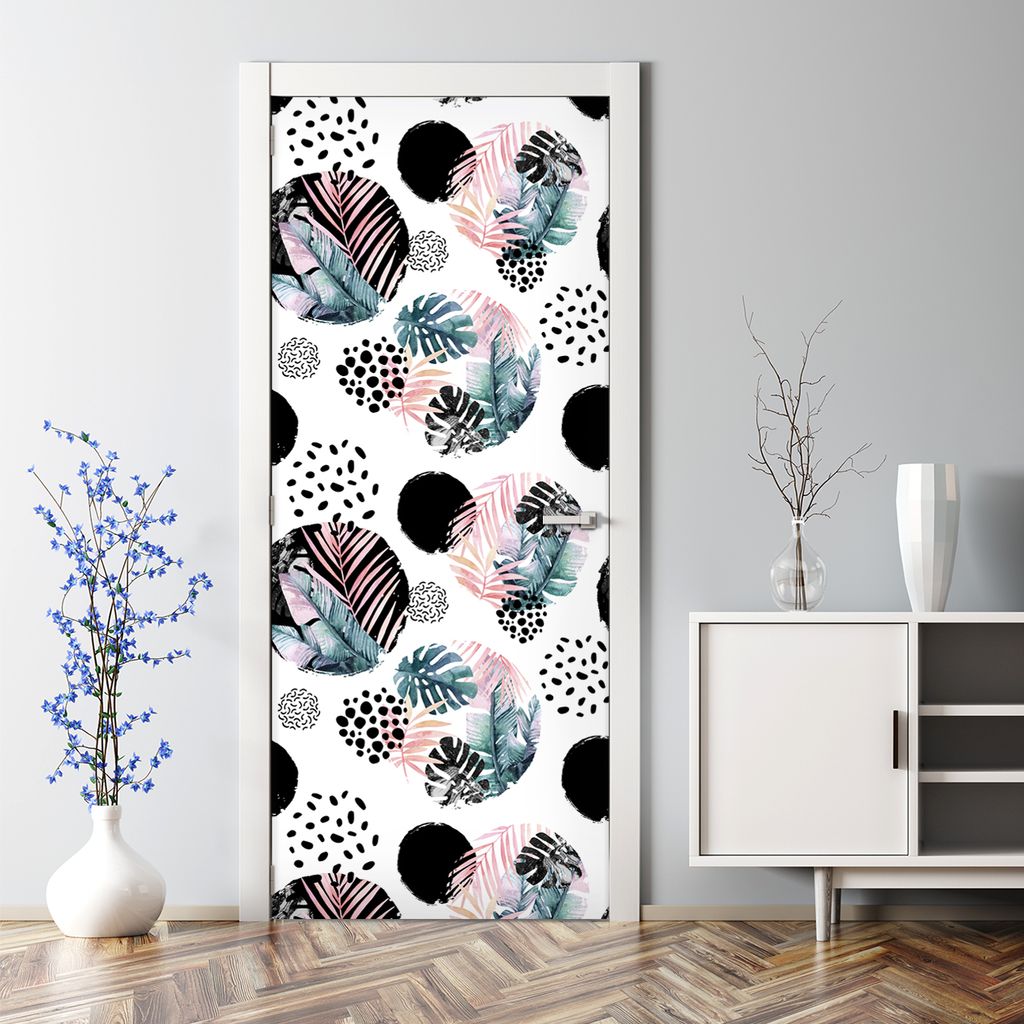Dekorative Türtapete selbstklebend Klebefolie Türposter Türaufkleber Exotisch Abstraktion 85 x 200 cm