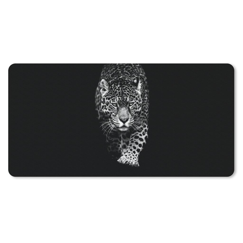 MuchoWow Schreibtischunterlage Tiere - Schwarz - Leopard - Weiß - Wild 80x40 cm - XXL Mauspad - Gaming Mauspad