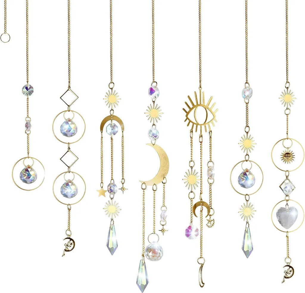 Attrape-Soleil Cristal Lune et Soleil - Décoration Bohème Lot de 6 Unités