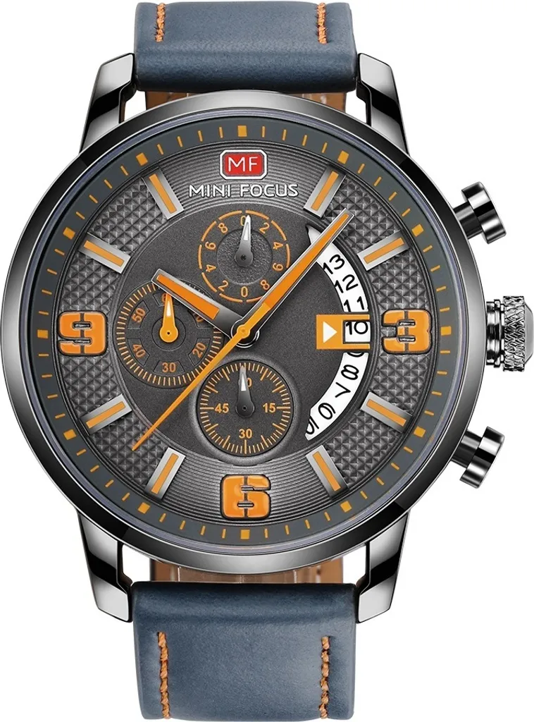 Montre étanche et anti-rayures Mini Focus Leon grise et orange