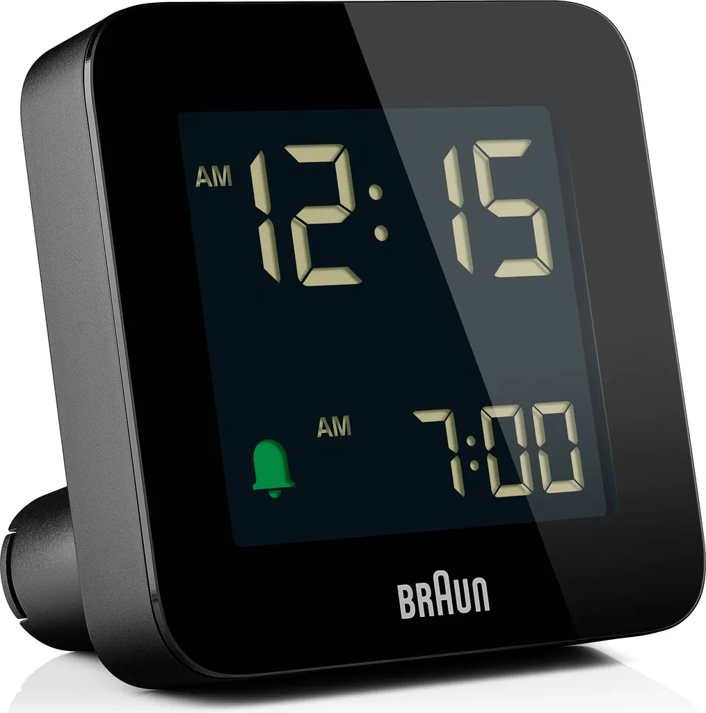 Petit réveil numérique noir Braun radiopiloté - Horloge de Chevet Design