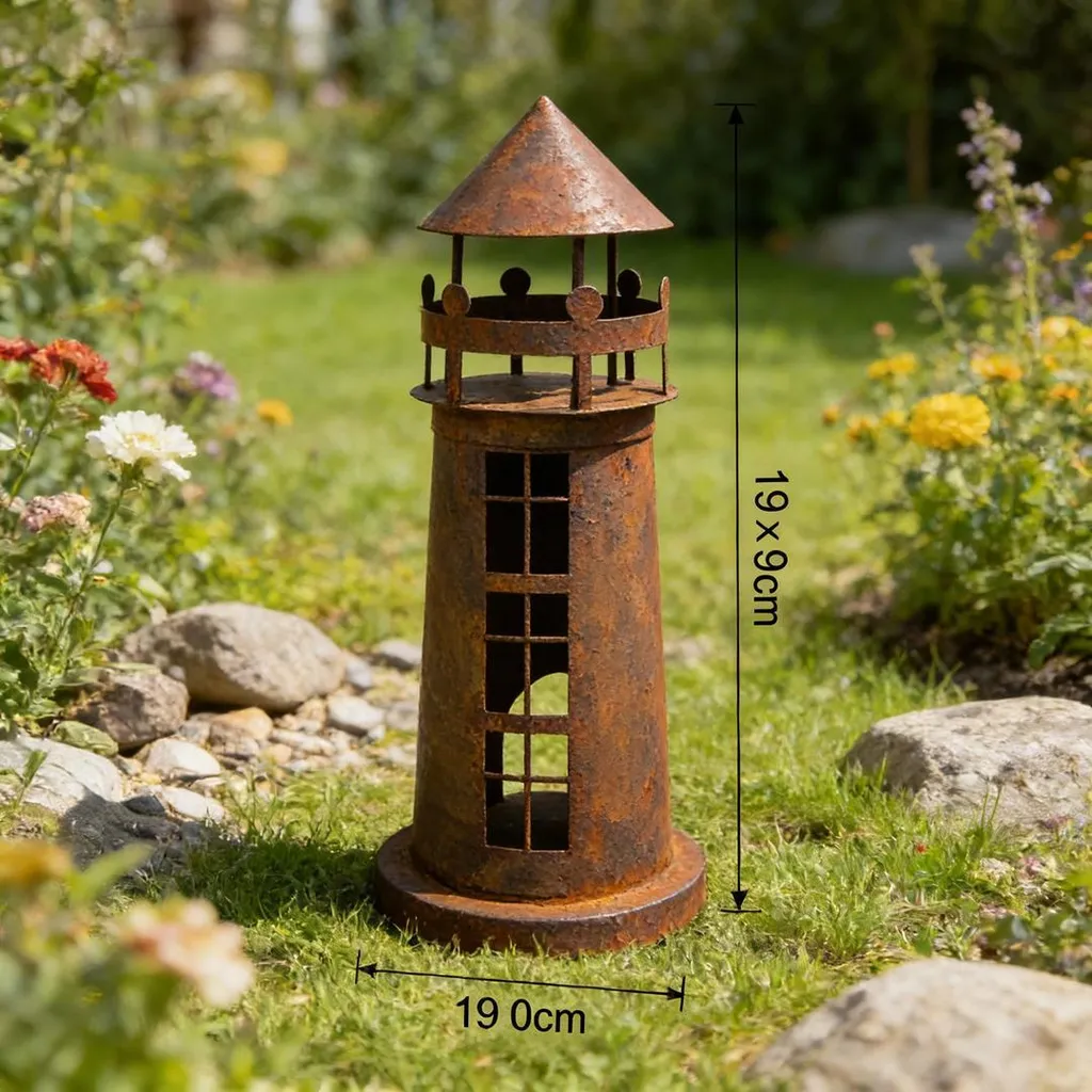 Lanterne de jardin design Corten avec éclairage LED étanche IP65 rustique - 5