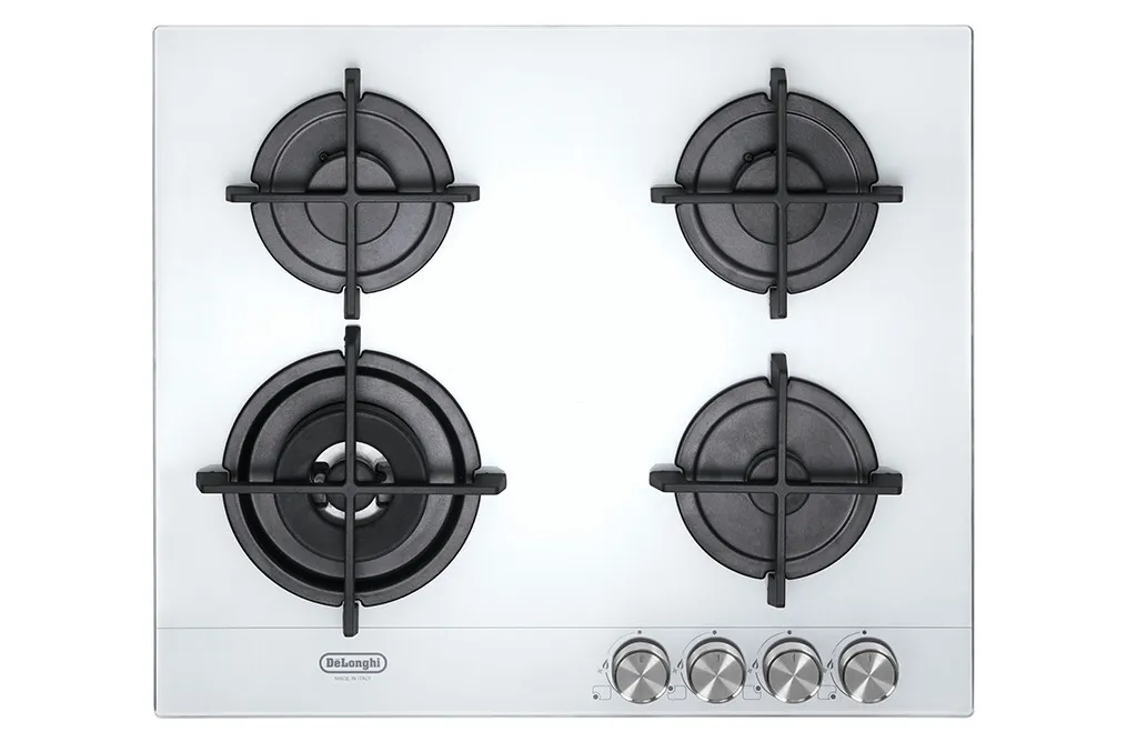 Table de cuisson gaz facile à nettoyer De'Longhi NSL 460 B 4 feux blanc