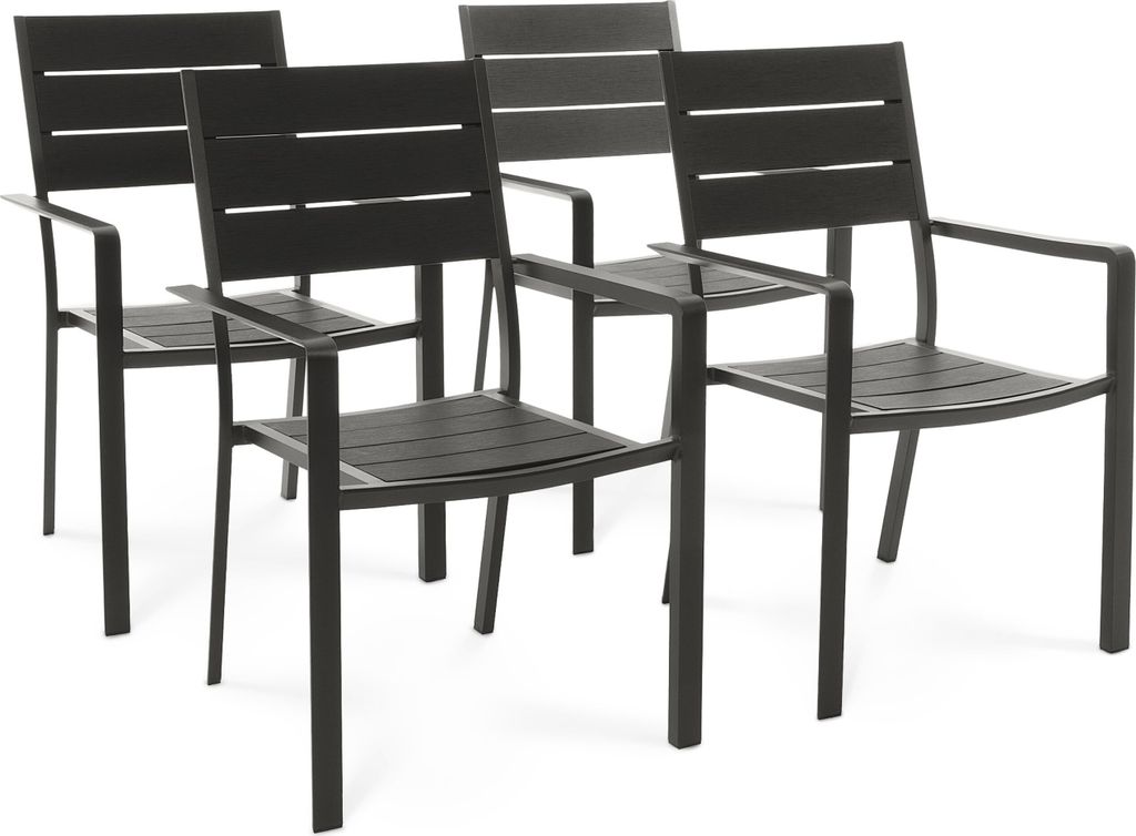 di volio 4er Set Gartenstühle Teri - schwarz, aus Aluminium und Kunstholz, modernes Design, robust & wetterfest
